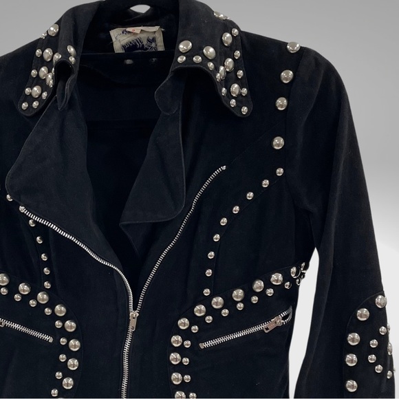 Rare!!! 1960s/1970s Roncelli Black 100% Cotton Studded Glam Rock Jacket s\m - Picture 3 of 6